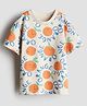 Googo Gaaga Cotton Knit Half Sleeves Oranges Printed Tee - Off White