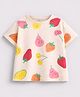 Googo Gaaga Cotton Knit Half Sleeves Fruits Printed Tee - Cream