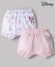 Babyhug Disney Single Jersey Knit Minnie Mouse & Marie Printed Bloomers Pack of 2 - White & Pink