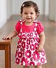 Doodle Poodle 100% Cotton Woven Half Sleeves Frock with Floral Print - Dark Pink