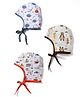 OHMS Single Jersey Knit Animal Printed Baby Caps Pack of 3 Multicolor - Diameter 10 cm