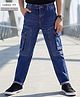 Arias Cotton Elastane Woven Full Length Washed Denim Jeans with Cargo Pockets - Blue