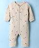 I Bears Interlock Knit Full Sleeves Mushroom Printed Romper - Beige