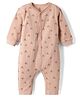 I Bears Interlock Knit Full Sleeves Printed Romper - Rose Gold