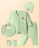I Bears Interlock Knit Full Sleeves T-Shirt & Pyjama Night Suit with Cap Bib & Mittens - Lime Green