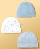 I Bears Interlock Knit Striped & Printed Baby Caps Pack of 3 Multicolor - Diameter 16 cm