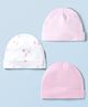 I Bears Interlock Knit Strawberry Printed & Striped Caps Pack Of 3 Multicolor - Diameter 17 cm