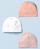 I Bears Interlock Knit Floral & Striped Caps Pack Of 3 Multicolor - Diameter 16 cm