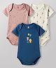 I Bears Interlock Knit Half Sleeves Onesies with Animal & Star Print Pack of 3 - Multicolor