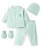 I Bears Interlock Knit Full Sleeves Co-Ord  T-Shirt & Pyjama Night Suit With Cap Mittens & Bear Print - Aqua Blue