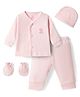 I Bears Interlock Knit Full Sleeves Co-Ord  T-Shirt & Pyjama Night Suit With Cap Mittens & Bear Print - Light Peach