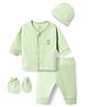 I Bears Interlock Knit Full Sleeves Co-Ord  T-Shirt & Pyjama Night Suit With Cap Mittens & Bear Print - Light Green