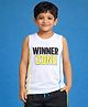 Kaboosh Knit Sleeveless Winner Zone Text Printed Tee - White
