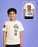 Kaboosh Cotton Knit Drop Shoulder Half Sleeves No Limit Think Big Text Printed Tee - Off white
