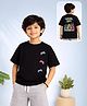 Kaboosh Cotton Knit Drop Shoulder Half Sleeves Gaming Console Printed Tee - Black