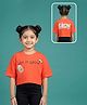Kaboosh Cotton Knit Drop Shoulder Sleeves Let It Grow Text Printed Crop Tee - Orange