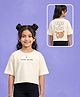 Kaboosh Cotton Knit Drop Shoulder Half Sleeves No Rush Just Vibes Text Printed Crop Tee - Off White