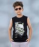 Kaboosh Cotton Knit Sleeveless Robot Printed Tee - Black