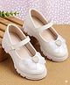 Pine Kids Velcro Closure Ballerina With Bow & Hearts Applique - White