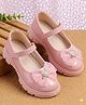 Pine Kids Velcro Closure Ballerina With Bow & Hearts Applique - Pink