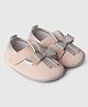 Toothless Glittered Bow Applique Detailed Velcro Closure Booties - Cream