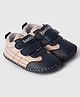 Toothless Colour Blocked Velcro Closure Booties - Navy Blue
