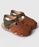 Toothless Solid Velcro Closure  Sandals - Tan & Green