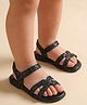 Toothless Beads Embellished Velcro Closure Sandals - Black
