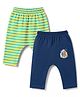 OHMS Single Jersey Knit Striped Diaper Leggings With Bunny Print Pack of 2 - Multicolor
