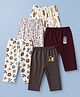 OHMS Single Jersey Knit Full Length Animal Printed Lounge Pants Pack Of 5 - Multicolor