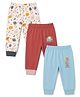 OHMS Single Jersey Knit Full Length Lounge Pant with Fish & Space Theme Print Pack of 3 - White & Blue
