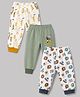 OHMS Single Jersey Knit Full Length Lounge Pants With Animal Print Pack of 3 - Multicolor