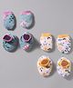 OHMS Single Jersey Knit Mitten & Booties Set With Animal & Floral Print Pack of 2 - White & Blue
