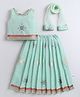 Many frocks & Chanderi Woven Sleeveless Lace Embellihsed Lehenga Choli Set With Dupatta - Green