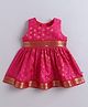 Many frocks & Silk Woven Sleeveless Ethnic Motifs Designed Dress - Pink