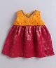 Many frocks & Brocade Woven Sleeveless Lace Embellished Dress - Pink & Yellow