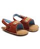 Beanz Suede Fur Detailed Colour Blocked Slingback Sandals - Rust Brown & Tan