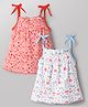 OHMS Single Jersey Knit Sleeveless One Piece Frocks With Rainbow & Floral Print Pack of 2 - Multicolor