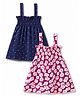 OHMS Single Jersey Knit Sleeveless One Piece Frocks With Heart & Floral Print Pack of 2 - Multicolor