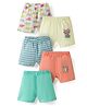OHMS Single Jersey Knit Knee Length Shorts with Vehicle & Animal Print Pack of 5 - Multicolor