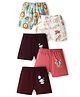 OHMS Single Jersey Knit Knee Length Shorts with Animal Print Pack of 5 - Multicolor