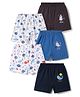 OHMS Single Jersey Knit Knee Length Sea Life & Space Theme Printed Shorts Pack Of 5 - Multicolor