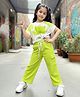 Fashion Dream Lycra Knit Half Sleeves Floral Printed Top & Pant Set - Parrot Green