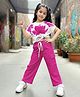 Fashion Dream Lycra Knit Half Sleeves Floral Printed Top & Pant Set - Pink