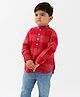 Tiber Taber Cotton Woven Full Sleeves Checked Kurta - Red
