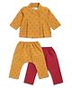 Tiber Taber Cotton Woven Full Sleeves Abstract Embroidered Kurta & Pyjamas Set - Yellow
