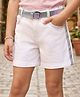 Arias Cotton Woven Washed Stretch Denim Shorts With Belt - White