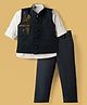 Rikidoos Cotton Woven Full Sleeves 3 Piece Party Suit with Rhinestone Detailing - White