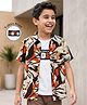 Pine Kids Cotton Woven Half Sleeves Printed Shirt & Sleeveless T-Shirt With Text Print - Multicolor