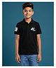 Kaboosh Cotton Knit Half sleeves  Airplane Patch Detailed Polo Tee - Black